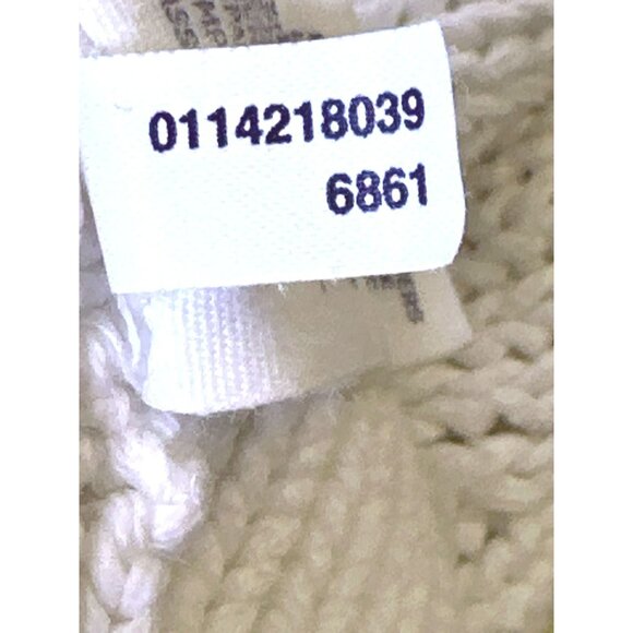 American Eagle Outfitters White Cotton Knit Zip Sweater With High Collar Pockets - Picture 10 of 13